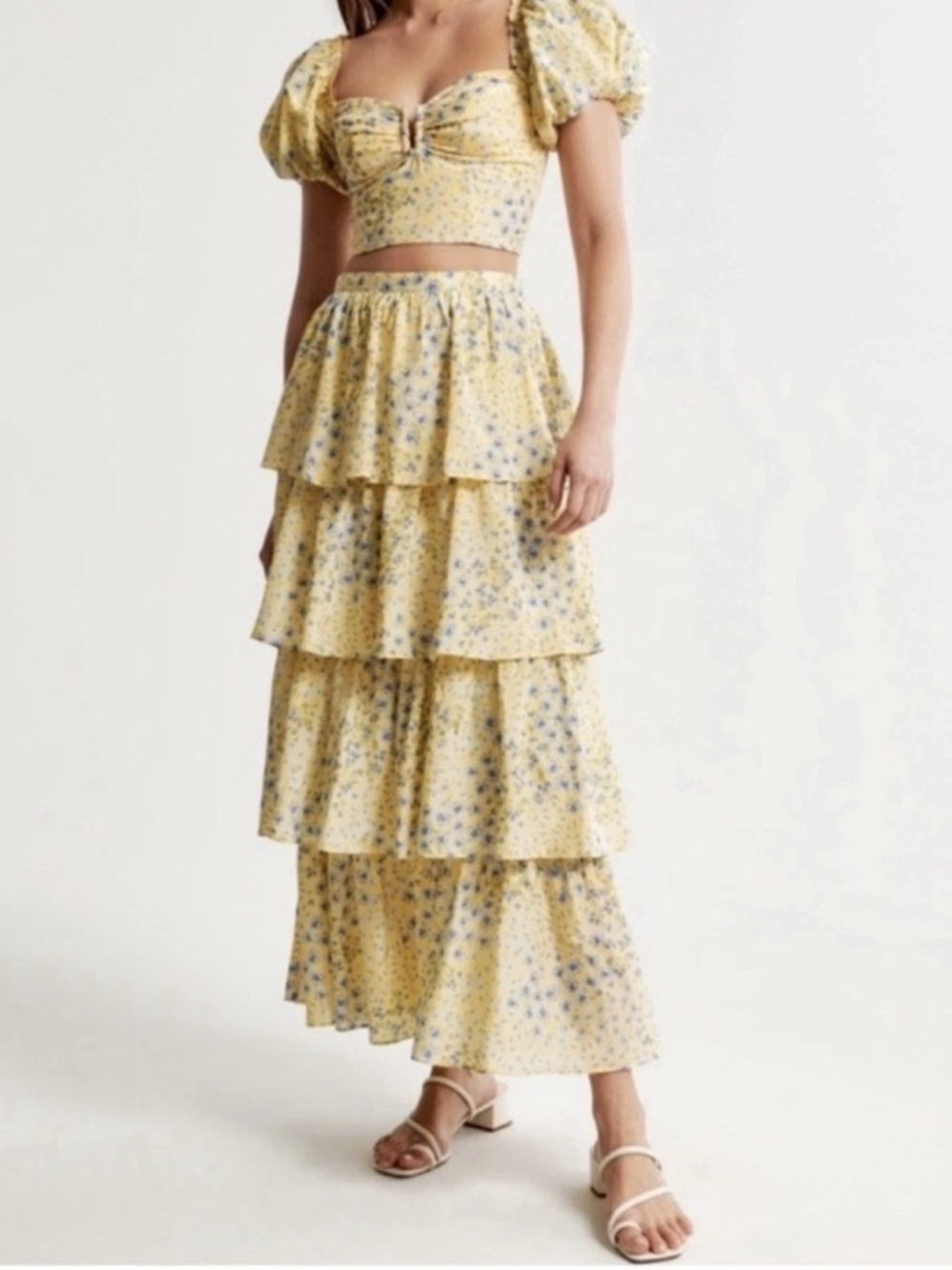 A-4 Abercrombie & Fitch Floral Tiered Maxi Skirt